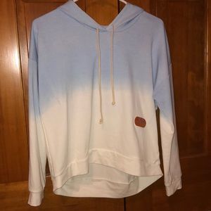 Blue White Gradient Crop Hoodie Size Small